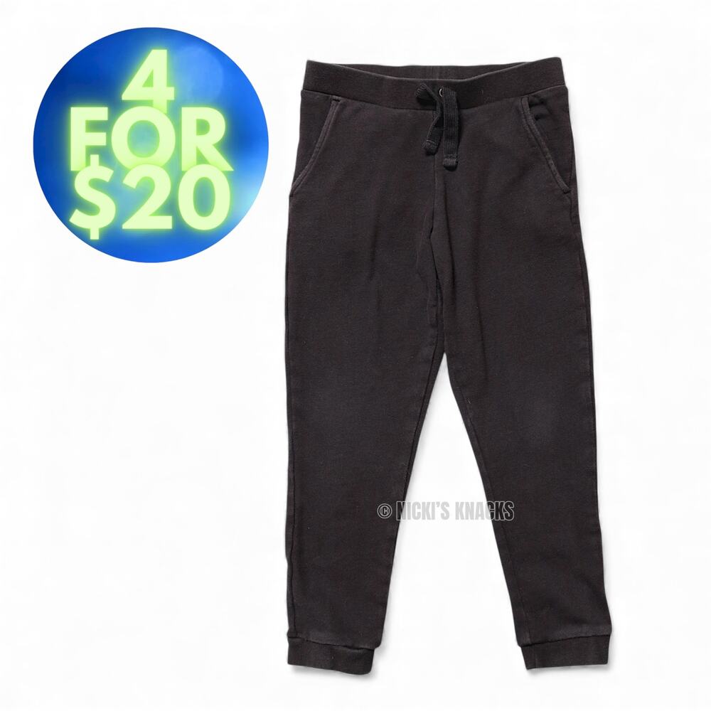 4/$20 - Carters Unisex Kids Pull On Black Cotton Terry Jogger Pants Black Size 6